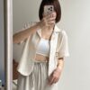棉麻四領短襯衫