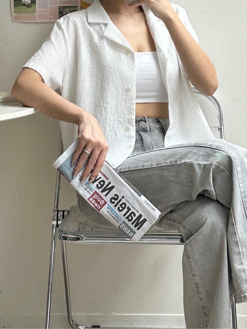 棉麻四領短襯衫