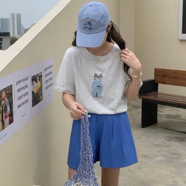 藍衣眼鏡貓咪T