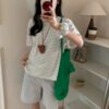 附髮圈條紋圓領T