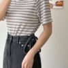 勾織撞色橫條上衣