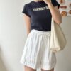 刺繡縮腰英文T