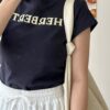 刺繡縮腰英文T