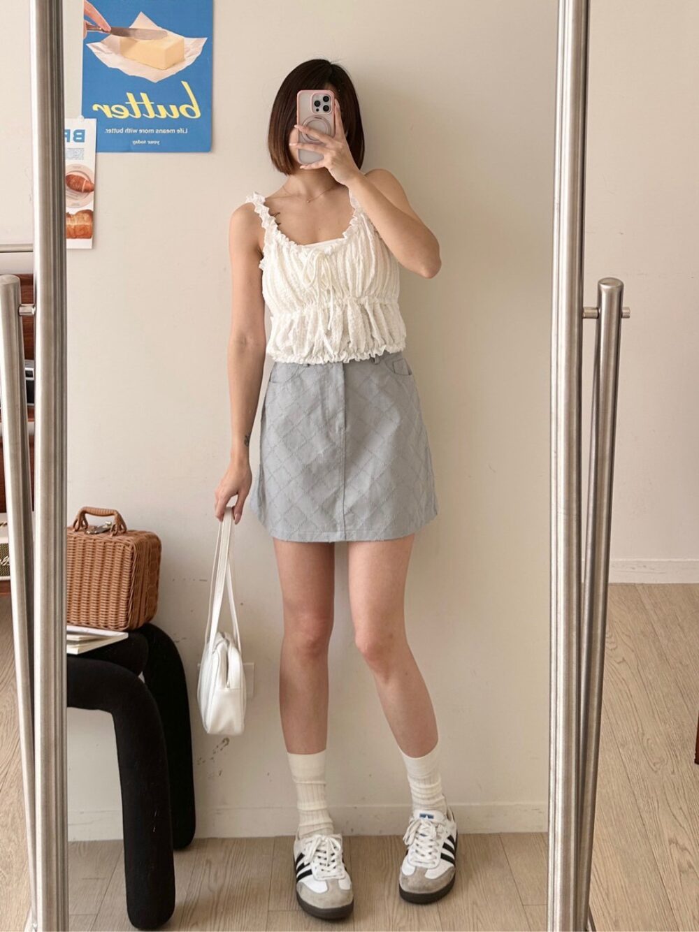 小香風菱格短裙