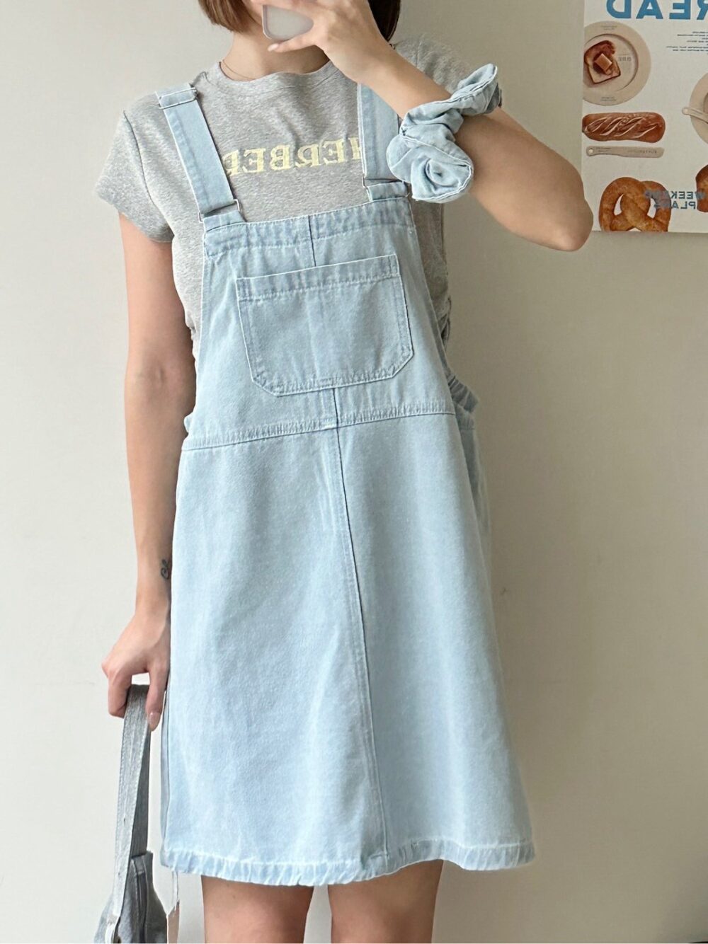 水洗丹寧吊帶裙