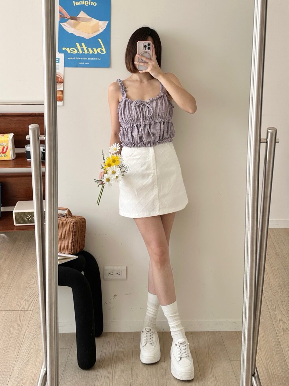 小香風菱格短裙