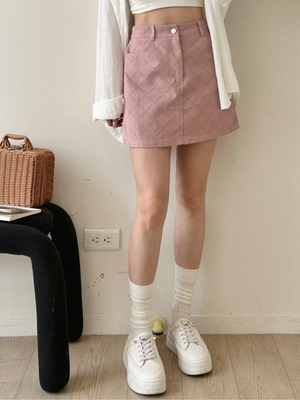 小香風菱格短裙