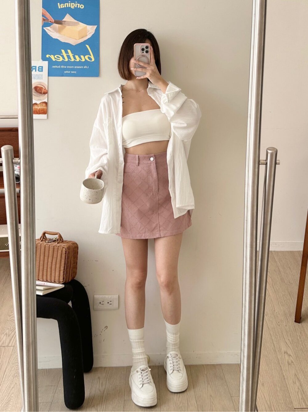 小香風菱格短裙