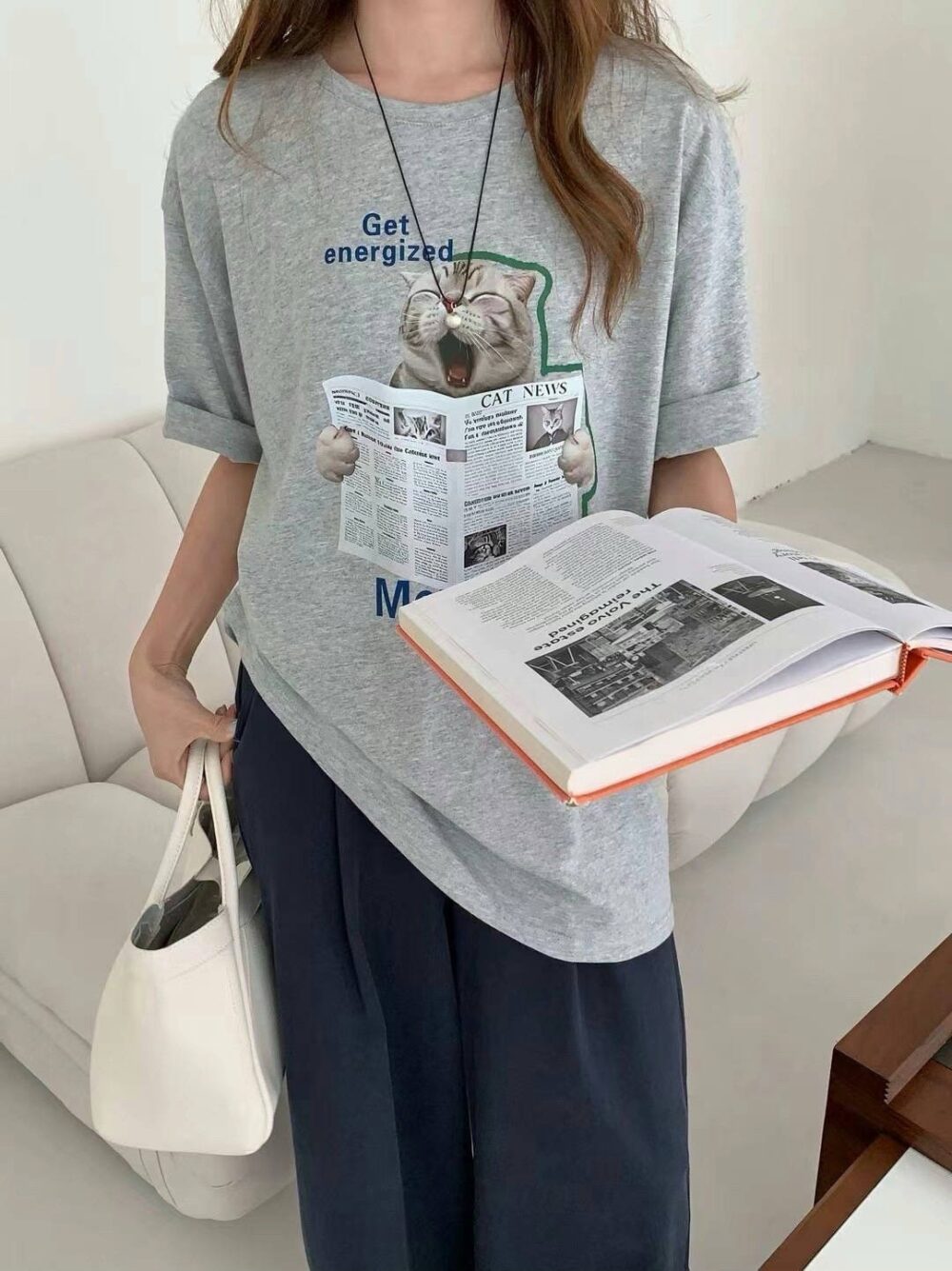喵星人看報紙大版型棉T 🐱📰