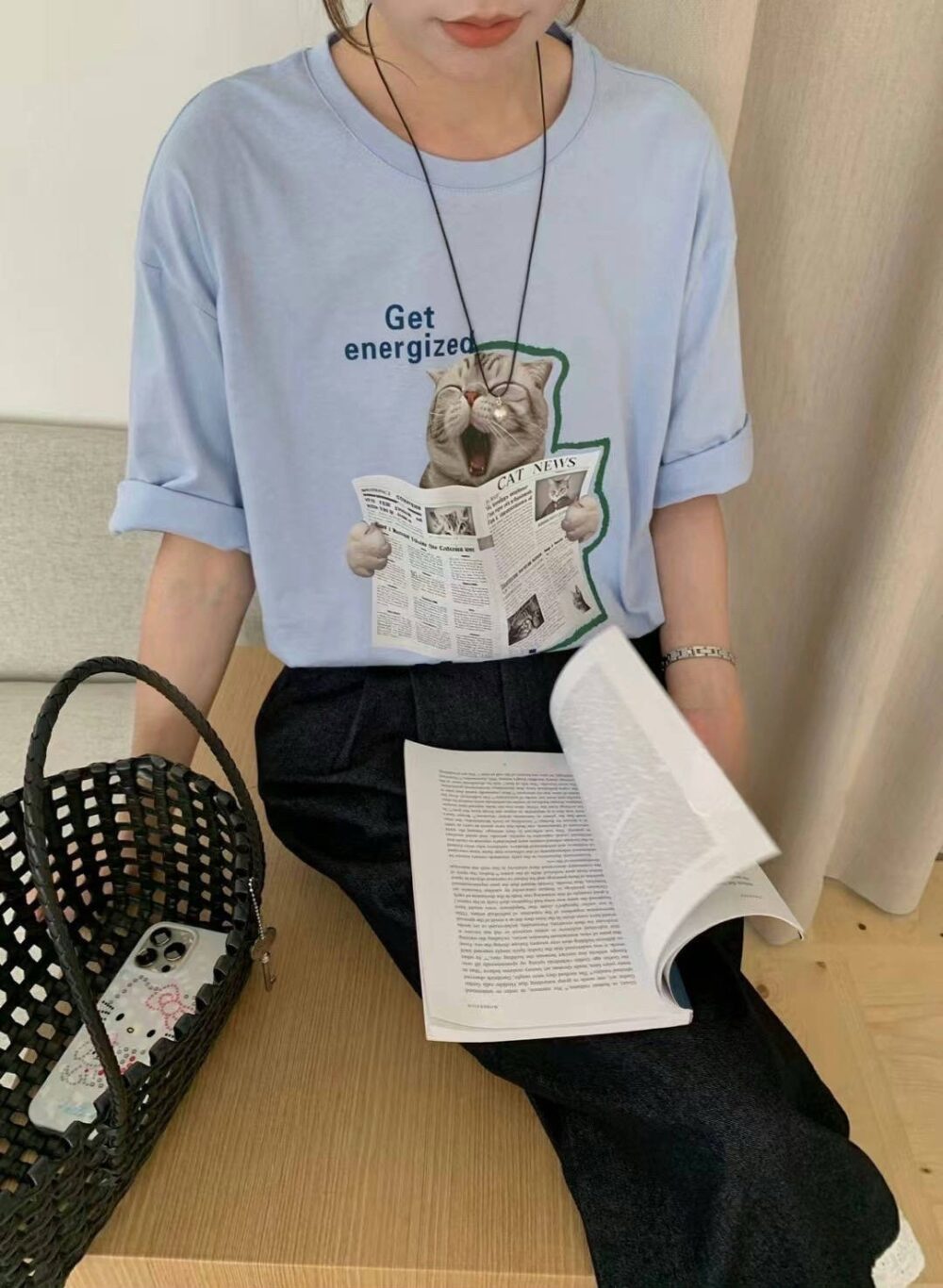 喵星人看報紙大版型棉T 🐱📰