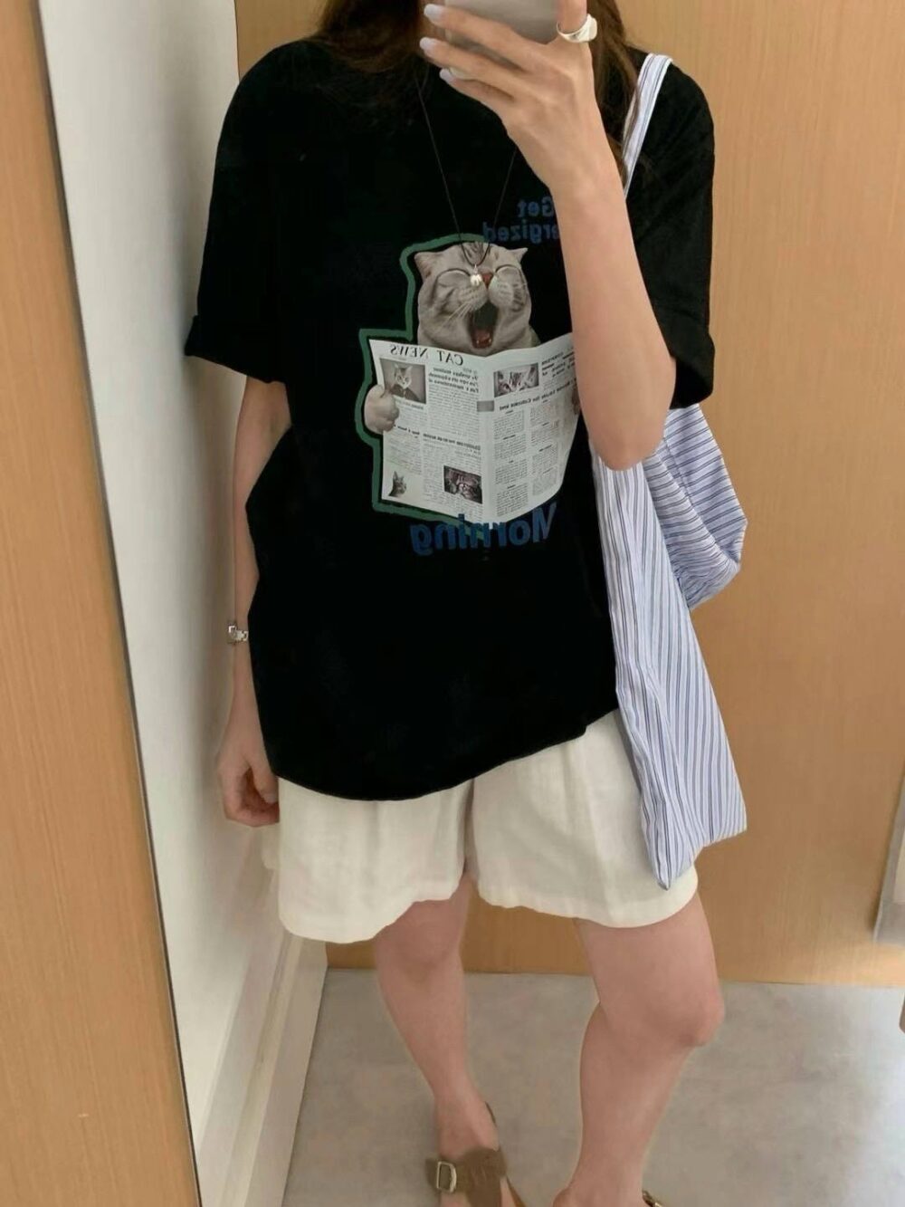 喵星人看報紙大版型棉T 🐱📰