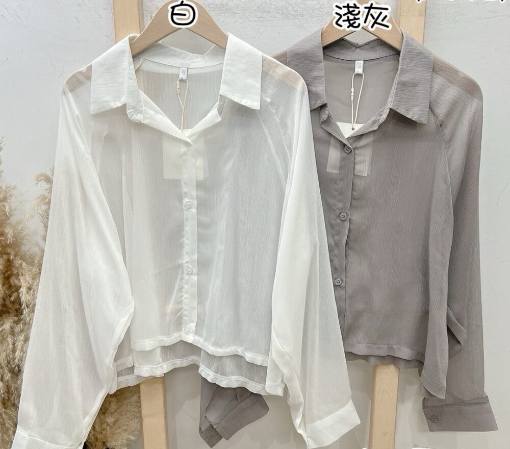 透膚髮絲紋襯衫