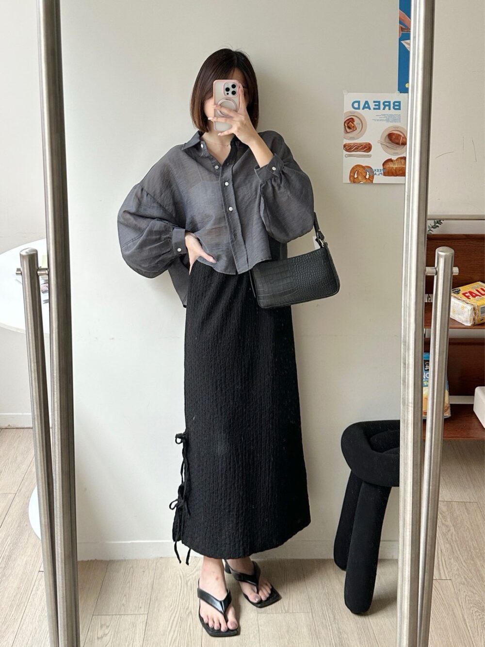 側綁結蕾絲長裙