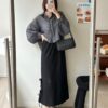 側綁結蕾絲長裙