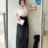 側綁結牛仔長裙