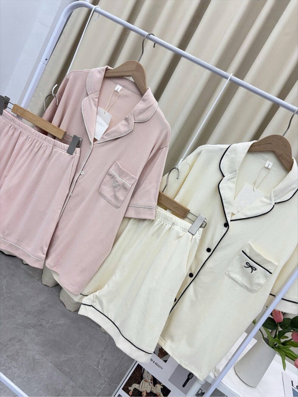 素色高級刺繡居家服