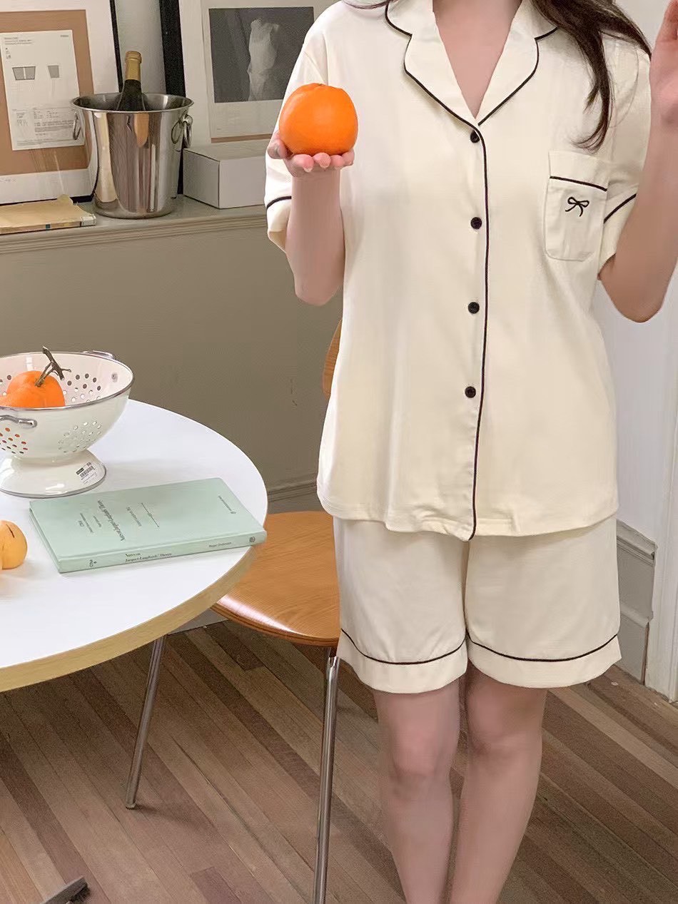 素色高級刺繡居家服