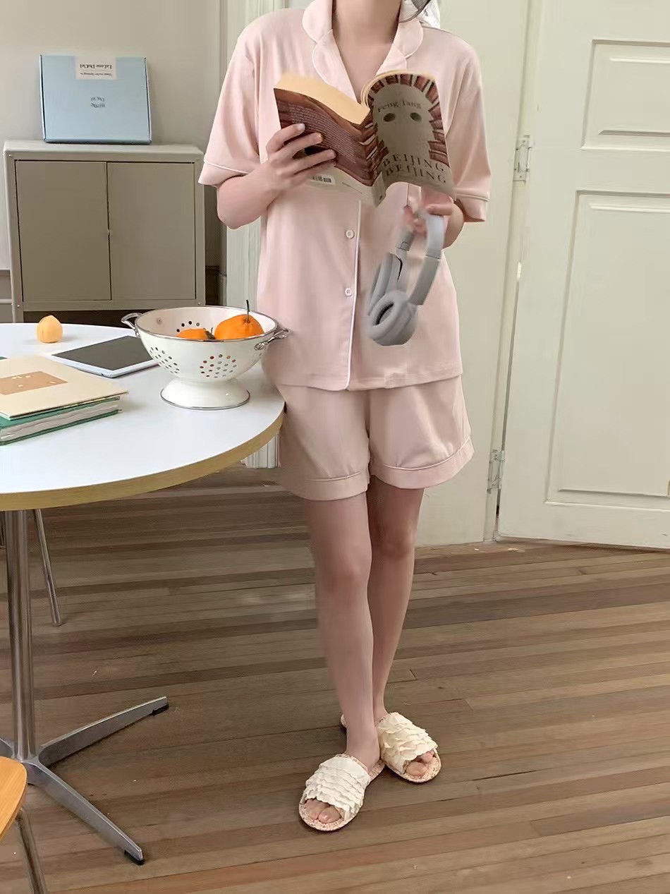 素色高級刺繡居家服