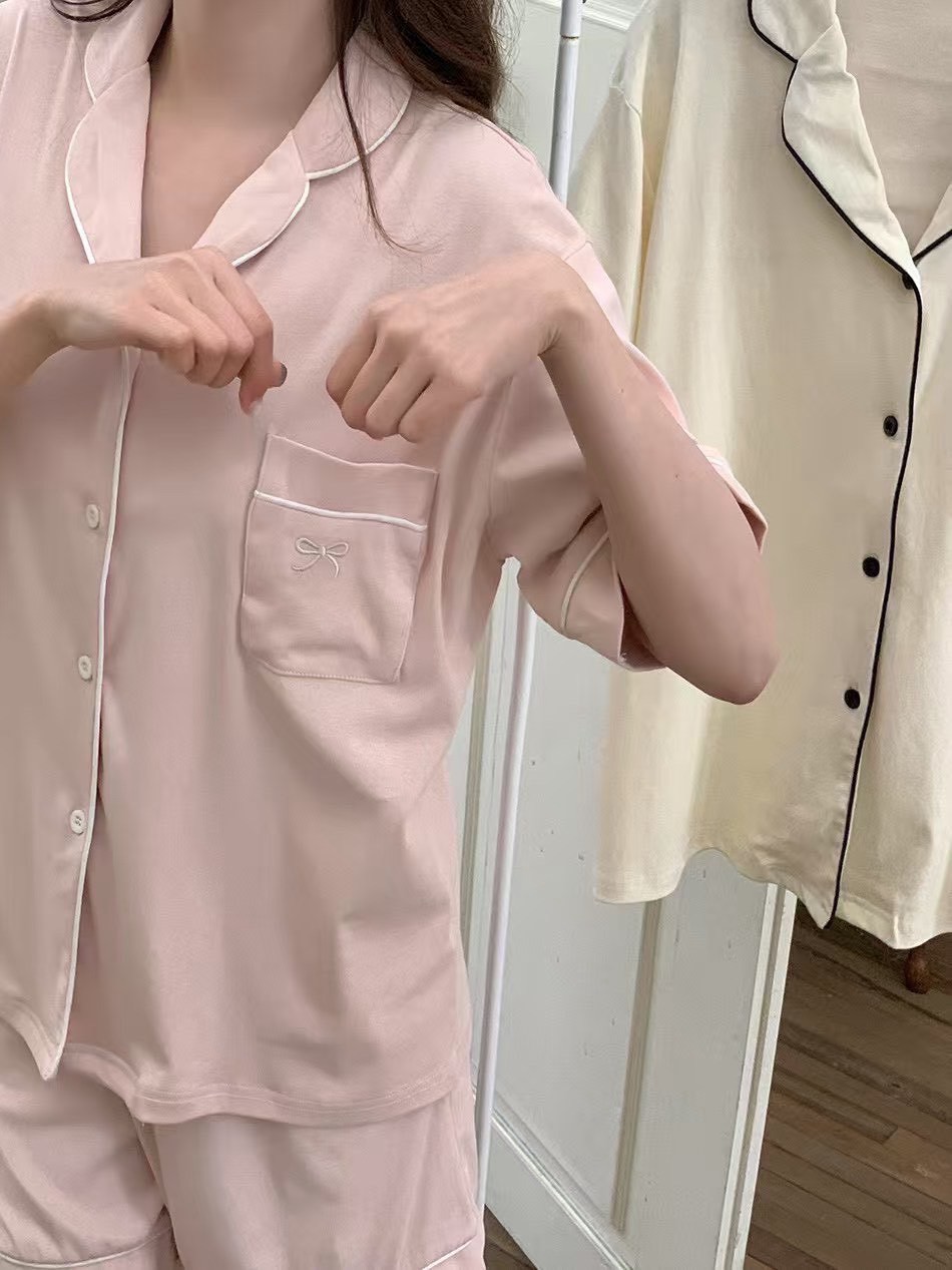 素色高級刺繡居家服