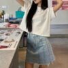 側小開叉寬短版素色棉T
