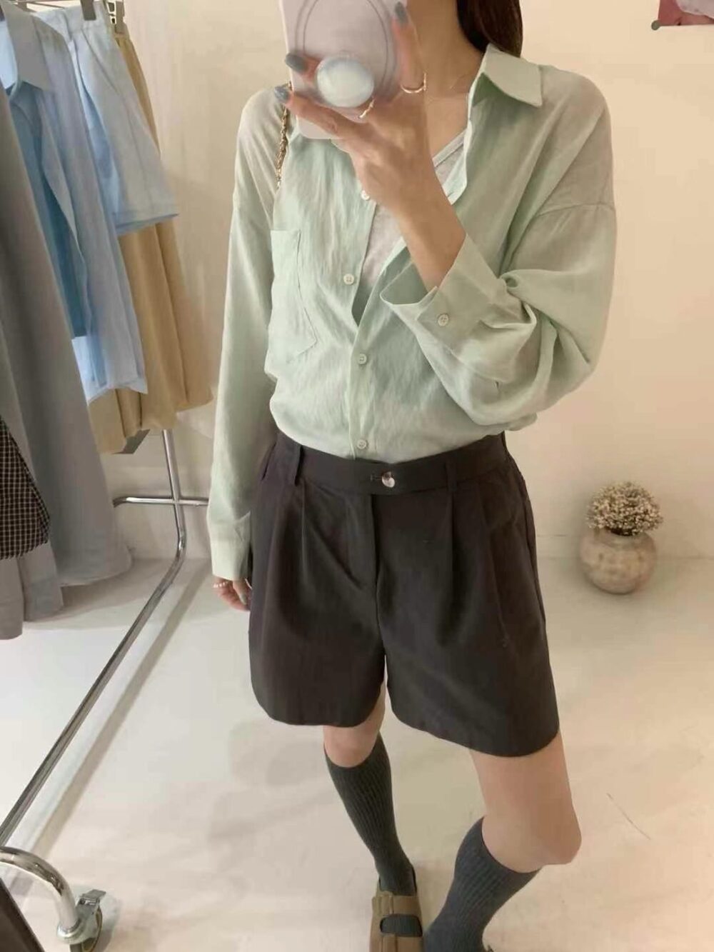 襯衫+細肩背心2件組