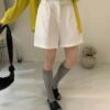 側釦棉麻短褲