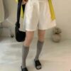 側釦棉麻短褲